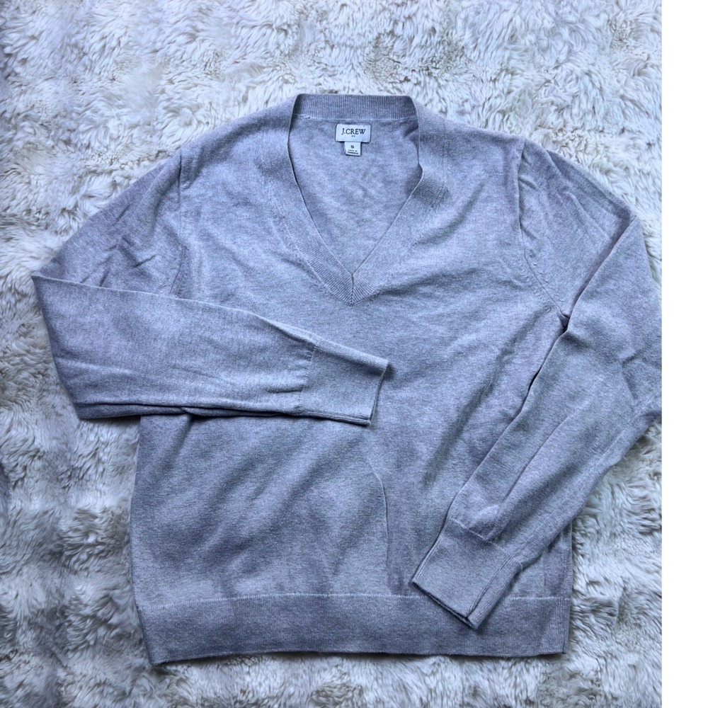 J.Crew Womens Heather Gray V-Neck Long Sleeve Knit Sweater Size S. A39